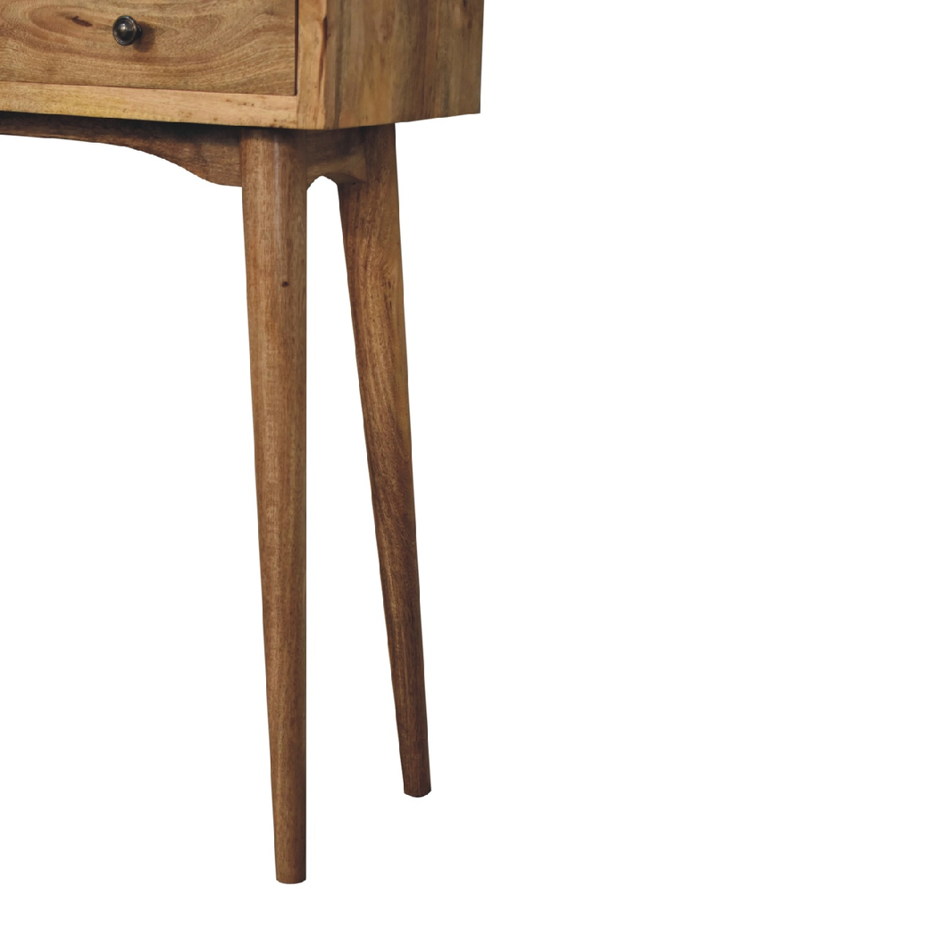 Artisan Furniture Solid Wood Mini Hallway Console Table with 2 Drawers – Nordic Design, Oak-ish, Brown
