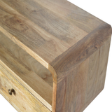 Artisan Furniture Solid Wood Curved Console Table with 2 Drawers & 1 Open Slot – Oak-ish, Beige