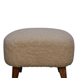 Artisan Furniture Boucle Square Footstool with Solid Wood Nordic Legs – Upholstered Accent Seat, Cream