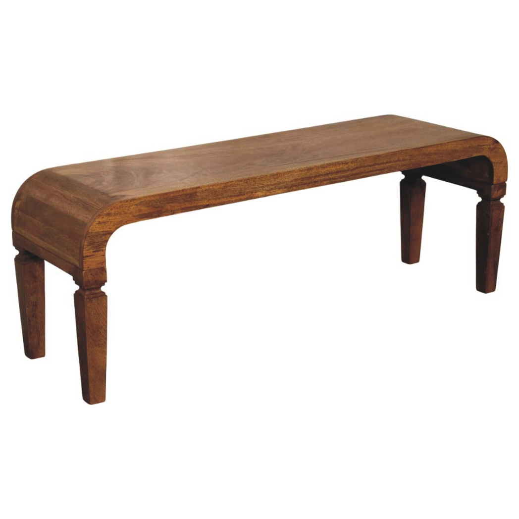 Artisan Furniture Solid Wood Arcus Coffee Table – Handcrafted Mango Wood, Amber Oak Finish, Beige