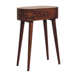 Artisan Furniture Solid Wood Mini Albion Console Table with Small Drawer – Compact Design, Chestnut Brown