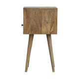 Artisan Mini Solid Mango Wood Bedside Table with Drawer & Open Slot – Compact Bedroom Storage, Beige