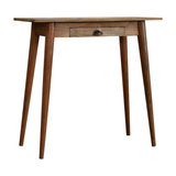 Artisan Furniture Solid Mango Wood Mini Nordic Style Writing Desk with 1 Drawer – Oak-ish Finish, Brown