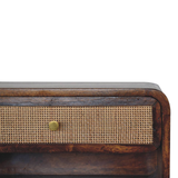 Artisan Furniture Solid Wood Chestnut Wall Mounted Woven Bedside, 1 Drawer & Shelf – Dark Brown