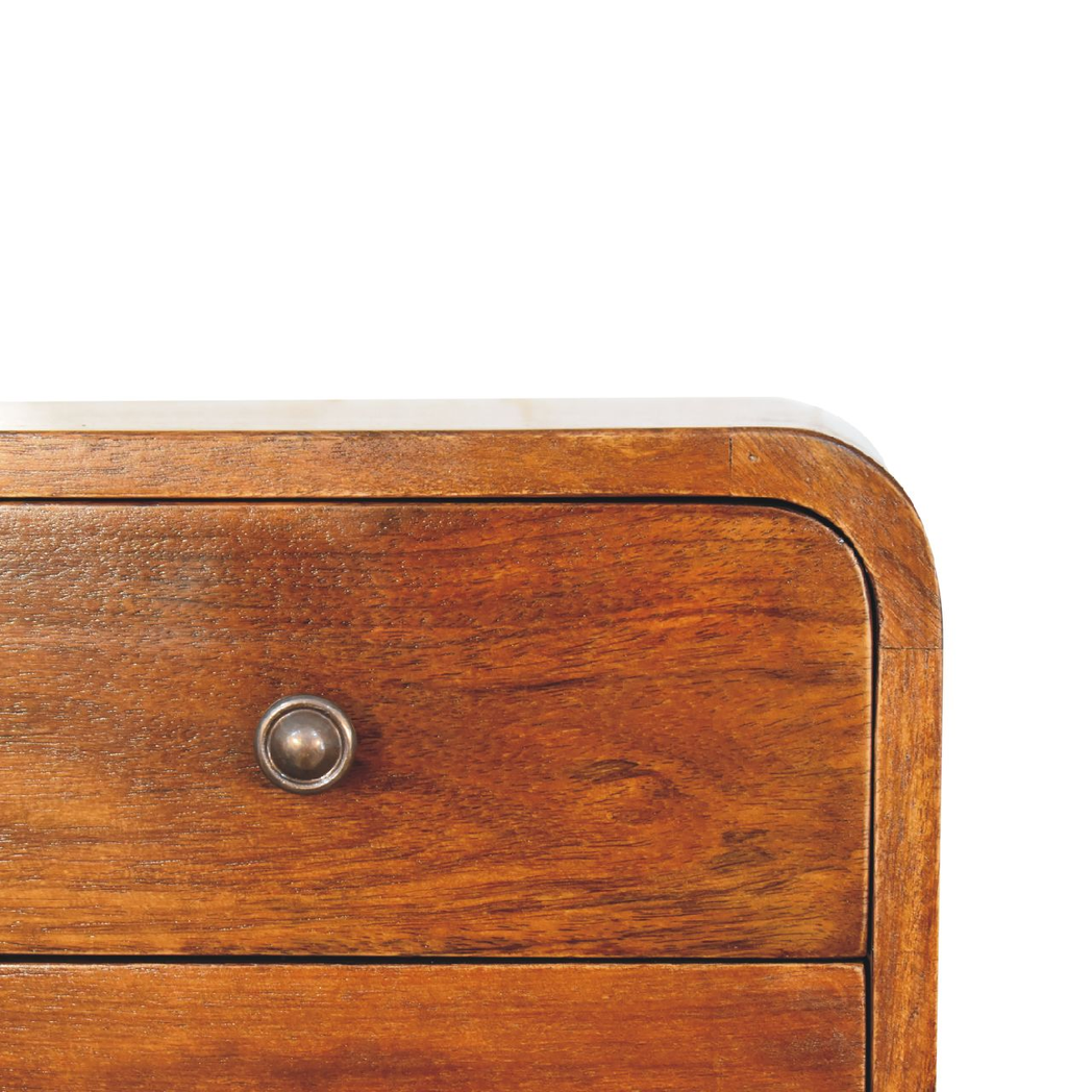 Artisan Furniture Mango Wood Floating Mini Bedside Table with 2 Drawers – Wall-Mounted, Chestnut