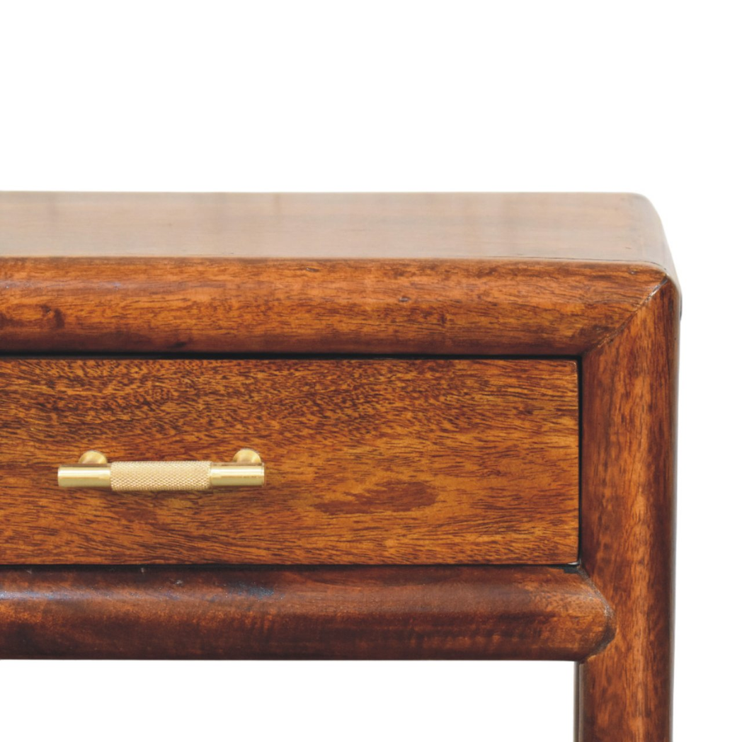 Artisan Furniture Solid Wood Regency Nightstand with 1 Drawer & Lower Shelf – Chestnut Bedside Table, Dark Brown