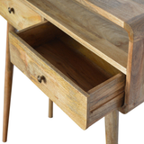 Artisan Furniture Solid Wood Curved Console Table with 2 Drawers & 1 Open Slot – Oak-ish, Beige
