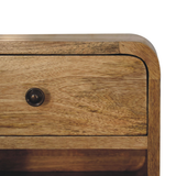 Artisan Mini Solid Wood Floating Bedside Table with Drawer & Open Shelf – Wall-Mounted, Oak-Look Finish
