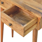 Artisan Furniture Solid Wood Mini Hallway Console Table with 2 Drawers – Nordic Design, Oak-ish, Brown