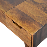 Artisan Furniture Solid Wood Foldable Mirror Dressing Table with 2 Drawers – Nordic Style, Chestnut Brown