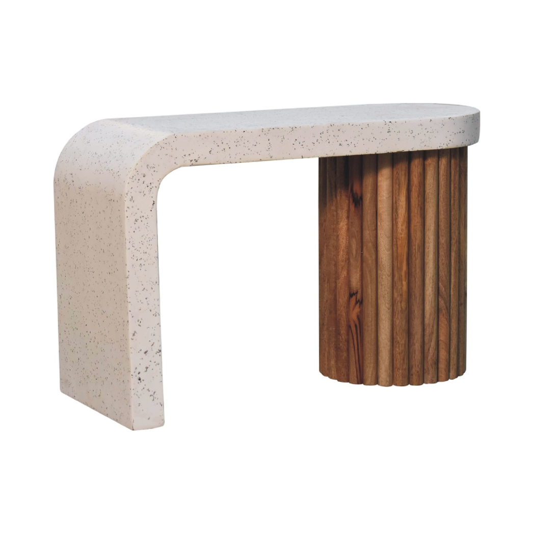 Artisan Furniture Solid Wood Serenity Coffee Table with White Terrazzo Top – Living Room Centrepiece, Brown & Grey
