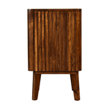 Artisan Furniture Solid Wood Reeve Retro Bedside Table with 2 Drawers and Open Slot – Chestnut, Dark Brown