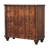 Artisan Furniture Solid Wood Camille 3 Drawer Chest with Curved Legs – Bedroom Storage, Brown