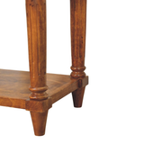 Artisan Furniture Solid Mango Wood Side Table with Drawer, Turned Legs & Lower Shelf – Chestnut Brown