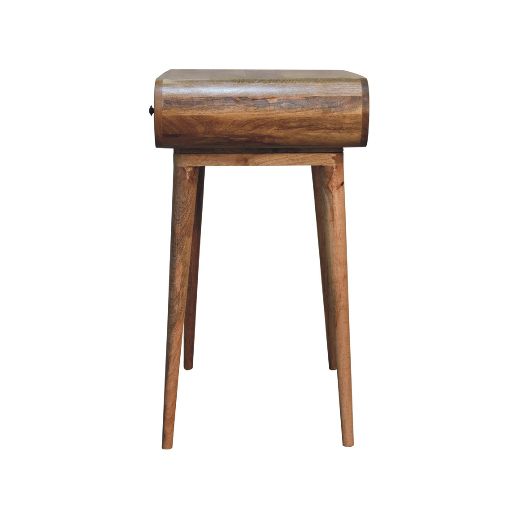 Artisan Furniture Solid Wood Curved Writing Desk with 1 Drawer & Open Shelf – Home Office, Oak-ish, Beige