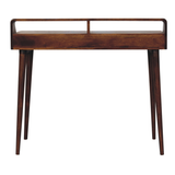Artisan Furniture Solid Wood Elevated Console Table with 2 Drawers – Chestnut Finish Hallway Table, Dark Brown