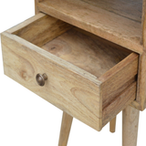 Artisan Mini Solid Mango Wood Bedside Table with Drawer & Open Slot – Compact Bedroom Storage, Beige