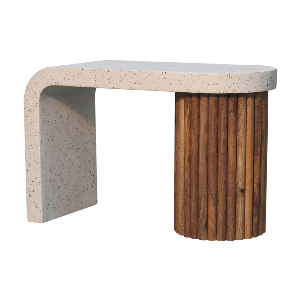 Artisan Furniture Solid Wood Serenity Coffee Table with White Terrazzo Top – Living Room Centrepiece, Brown & Grey