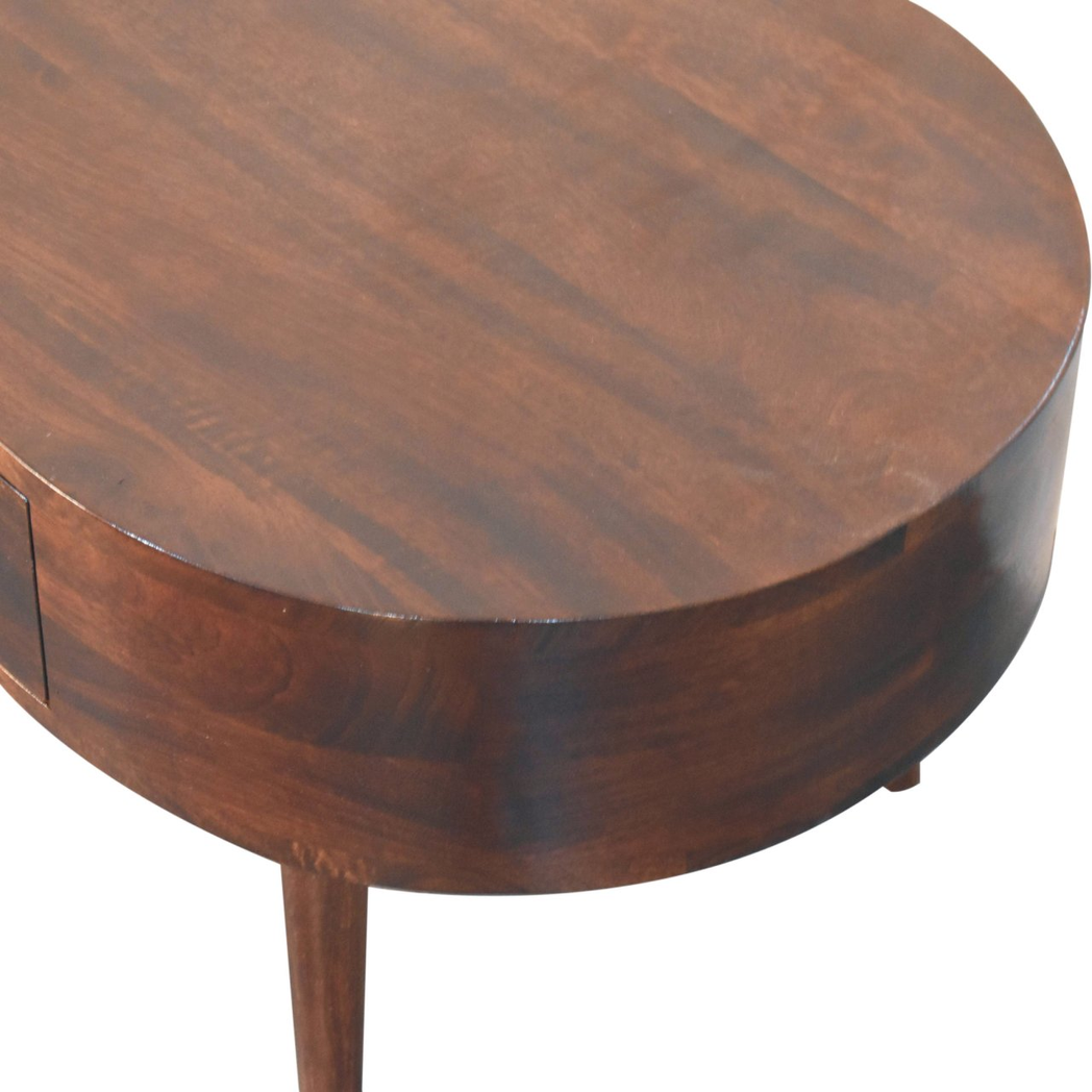 Artisan Furniture Solid Wood California Walnut Rounded Coffee Table with Drawer – Nordic Legs, Dark Brown