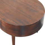 Artisan Furniture Solid Wood California Walnut Rounded Coffee Table with Drawer – Nordic Legs, Dark Brown