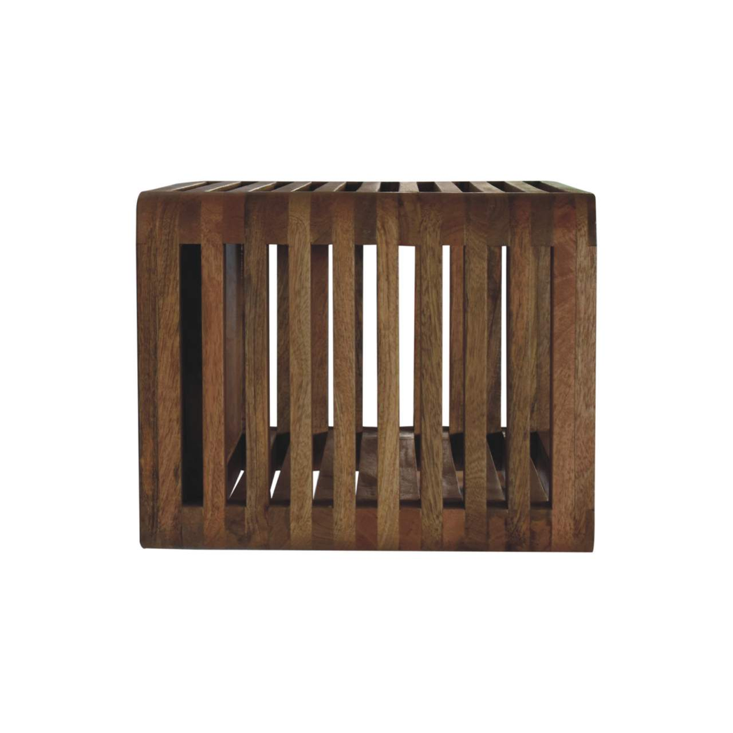 Artisan Furniture Solid Wood Soba Wall Mounted Bedside Table, Hand-Carved Design & Open Slot – Beige