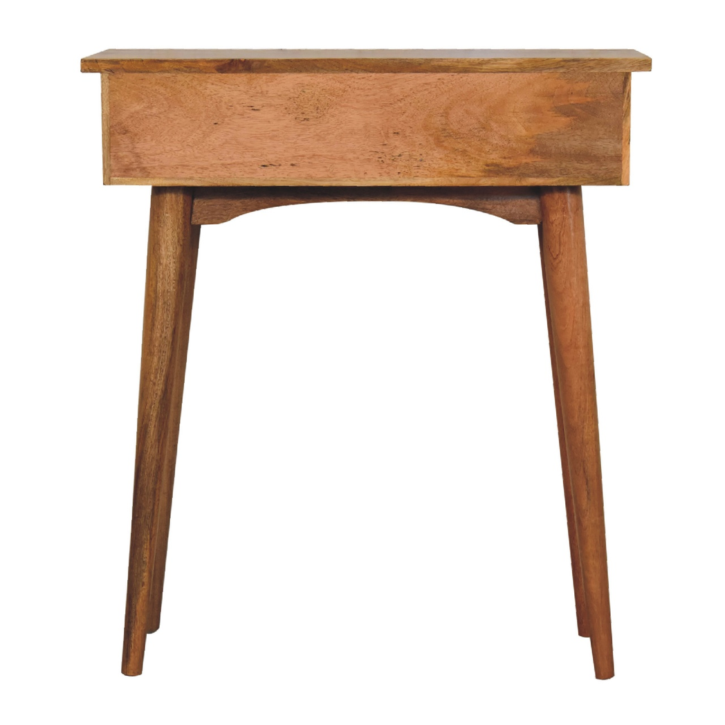 Artisan Furniture Solid Wood Mini Hallway Console Table with 2 Drawers – Nordic Design, Oak-ish, Brown