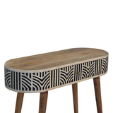 Artisan Furniture Solid Wood Edessa Bone Inlay Console Table with 1 Drawer – Boho Style, Black & White