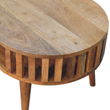 Artisan Ariella Solid Wood Coffee Table with Open Slot – Japandi Style Living Room Furniture, Brown
