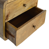 Artisan Solid Wood 2 Drawer Floating Bedside Table with Wall-Mounted Design – Bedroom Storage, Oak-Look Brown