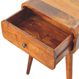 Artisan Furniture Solid Wood Avora Nightstand with 1 Drawer – Mid-Century Bedside Table, Chestnut Brown