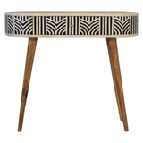 Artisan Furniture Solid Wood Edessa Bone Inlay Console Table with 1 Drawer – Boho Style, Black & White