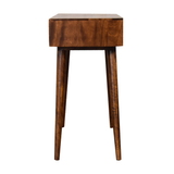 Artisan Furniture Solid Wood Foldable Mirror Dressing Table with 2 Drawers – Nordic Style, Chestnut Brown