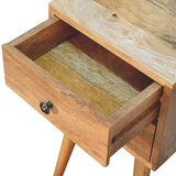 Artisan Furniture Solid Wood Mini 2-Drawer Bedside Table with Scandinavian-Style Legs – Oak-ish, Brown