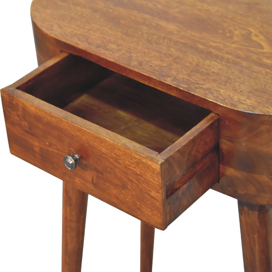 Artisan Furniture Solid Wood Mini Albion Console Table with Small Drawer – Compact Design, Chestnut Brown