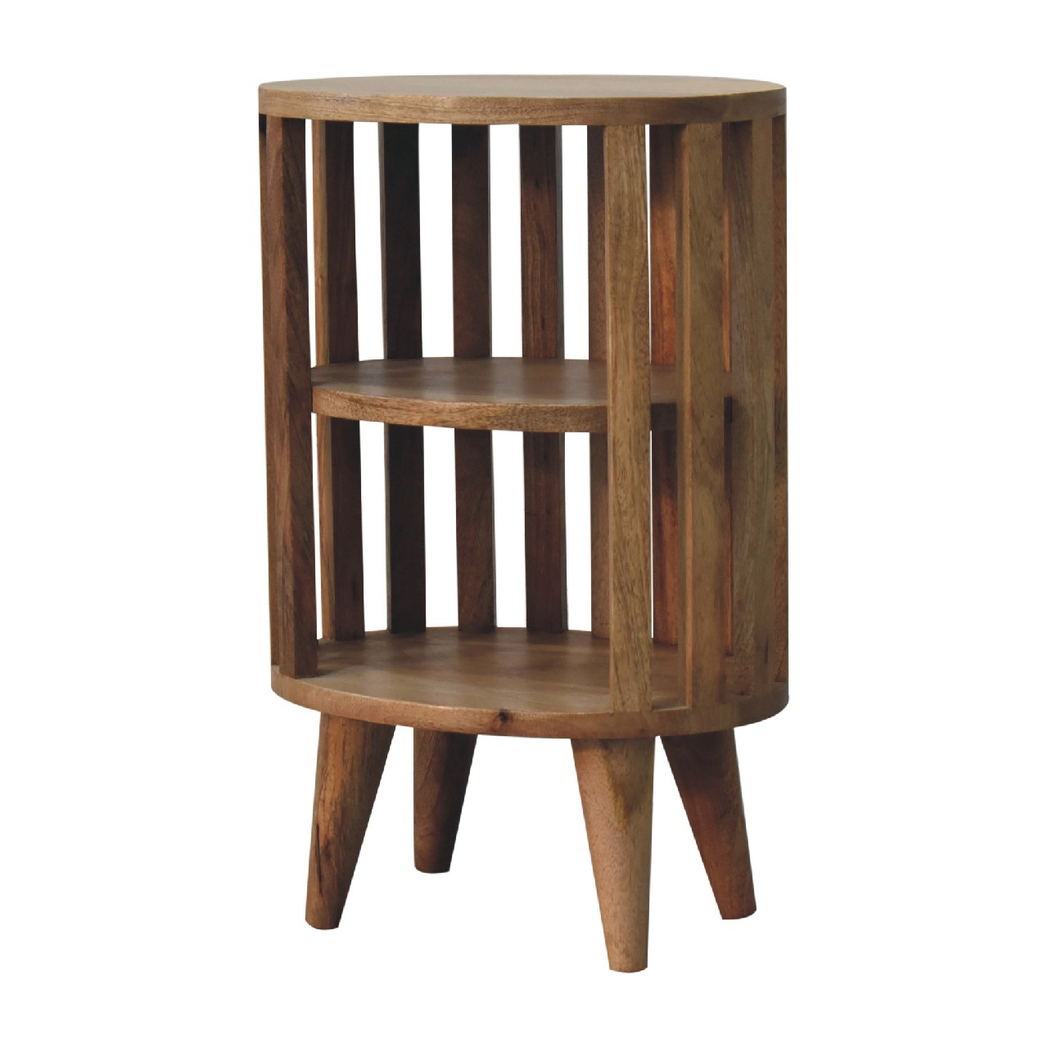Artisan Furniture Ariella Double Shelf Bedside Table – Solid Mango Wood, Japanese-Inspired, Oak-ish, Brown