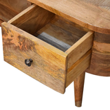 Artisan Furniture Mini Rounded Media Unit in Solid Mango Wood, 2 Drawers & Open Slot – Bedroom, Beige