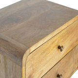 Artisan Solid Wood 2 Drawer Floating Bedside Table with Wall-Mounted Design – Bedroom Storage, Oak-Look Brown
