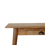 Artisan Furniture Solid Mango Wood Mini Nordic Style Writing Desk with 1 Drawer – Oak-ish Finish, Brown