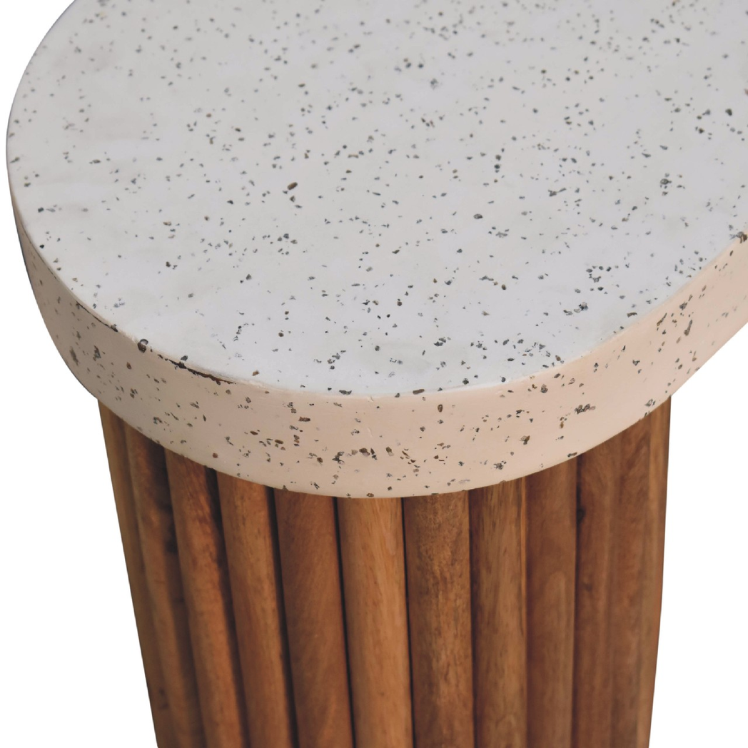 Artisan Furniture Solid Wood Serenity Coffee Table with White Terrazzo Top – Living Room Centrepiece, Brown & Grey