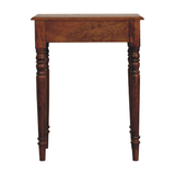 Artisan Solid Wood Turned Leg Writing Desk with Drawer – Mango Wood Study Desk, Chestnut