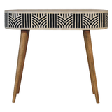 Artisan Furniture Solid Wood Edessa Bone Inlay Console Table with 1 Drawer – Boho Style, Black & White