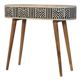 Artisan Furniture Solid Wood Edessa Bone Inlay Console Table with 1 Drawer – Boho Style, Black & White