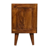 Artisan Furniture Mini Manila Gold Bedside Table with 1 Drawer & Open Shelf – Chestnut Finish, Brown