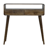 Artisan Furniture Solid Wood Curved Console Table with 2 Drawers & Open Storage – Grey-wash, Grey and Brown