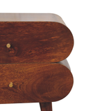 Artisan Furniture Bubble Bedside Table with 2 Drawers – Solid Mango Wood, Chestnut Finish, Brown