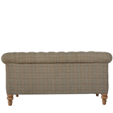 Artisan Furniture Chesterfield 2 Seater Sofa in Multi Tweed with Button Tufting – Solid Mango Wood Frame, Grey