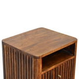 Artisan Furniture Solid Wood Reeve Retro Bedside Table with 2 Drawers and Open Slot – Chestnut, Dark Brown