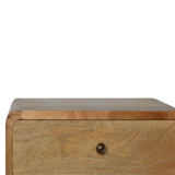Artisan Furniture Curved Bedside Table with 2 Drawers – Solid Mango Wood, Oak-Effect Finish, Brown