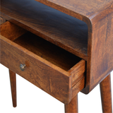 Artisan Curved Solid Wood Console Table with 2 Drawers – Hallway Furniture, Chestnut