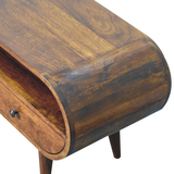 Artisan Furniture Circular TV Stand in Solid Mango Wood, 2 Drawers & Open Slot – Media Unit, Dark Brown